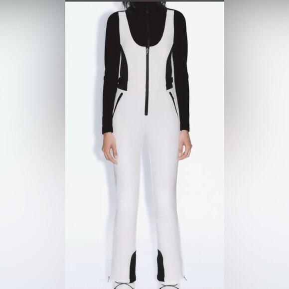 Zara White & Black Ski Suit Size Large NWT - Picture 2 of 11
